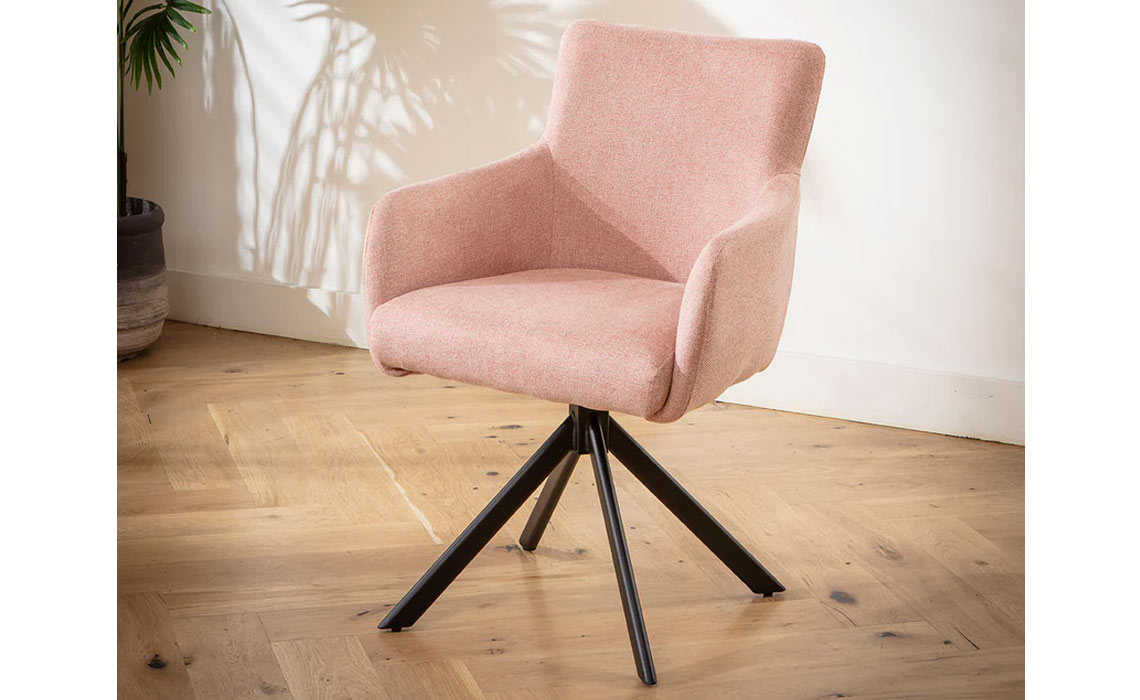 Vianna Swivel Carver Dining Chairs Pink