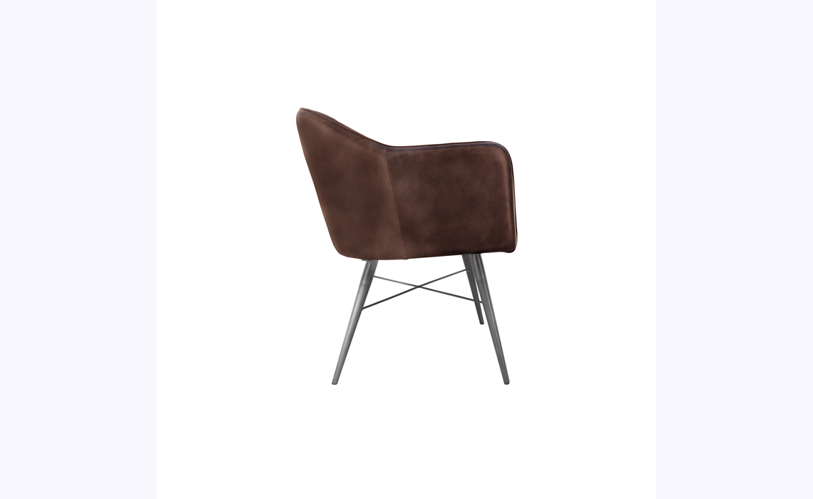 Milan Leather and Iron Chair - Brown