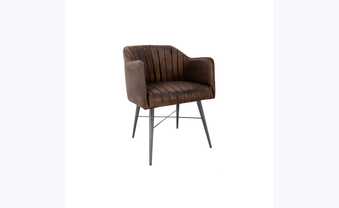 Milan Leather and Iron Chair - Brown