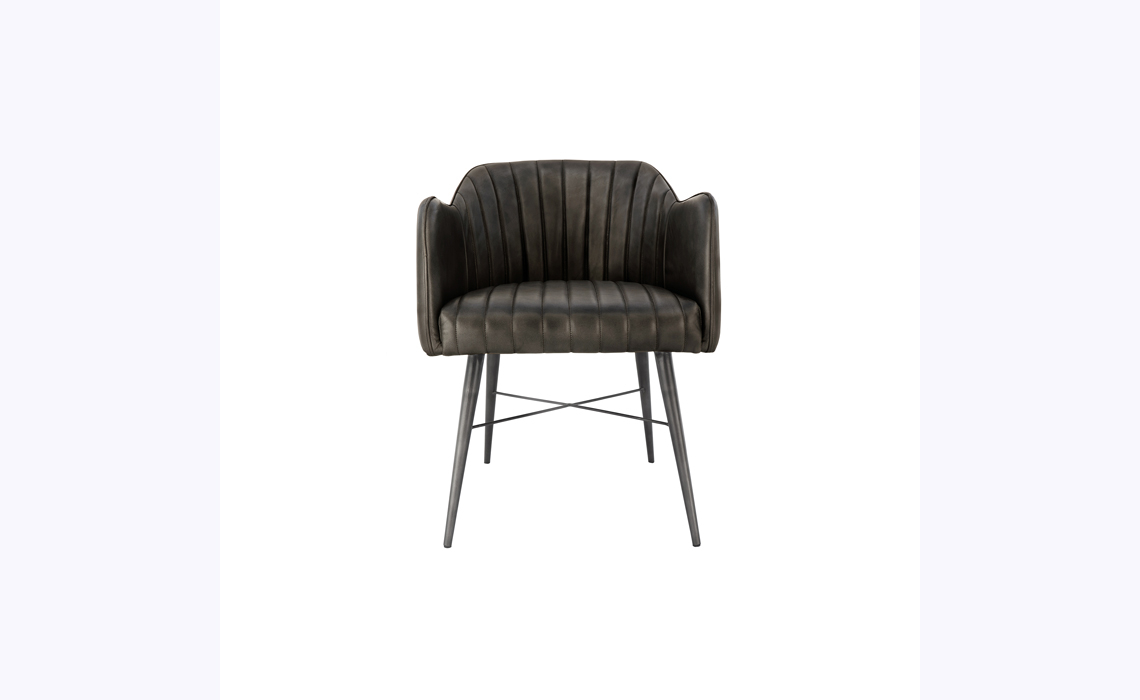 Milan Leather and Iron Chair - Dark Grey