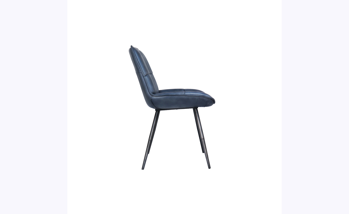 Petra Leather and Iron Dining Chair-Blue