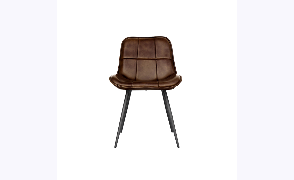 Petra Leather and Iron Dining Chair- Brown