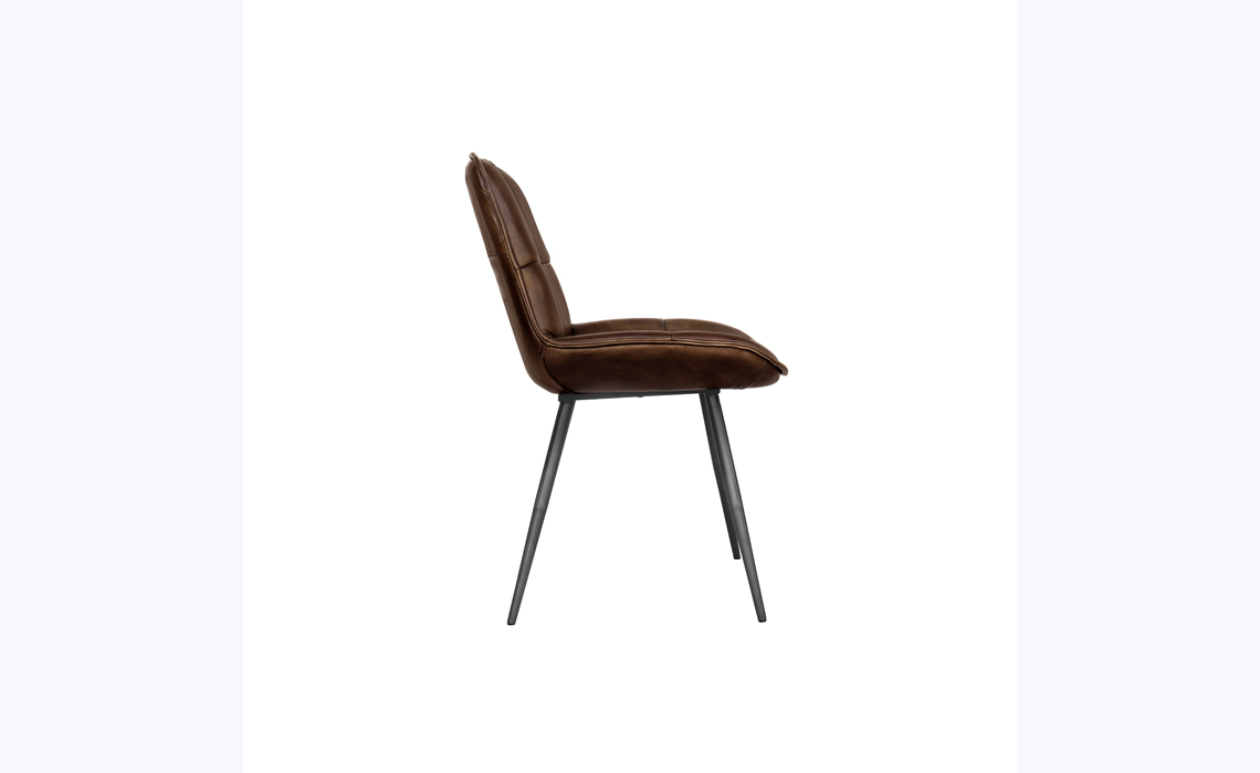 Petra Leather and Iron Dining Chair- Brown