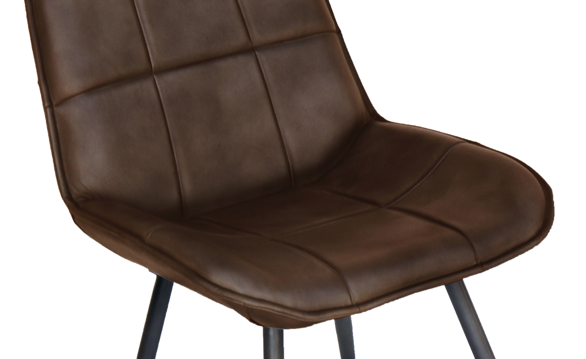 Petra Leather and Iron Dining Chair- Brown