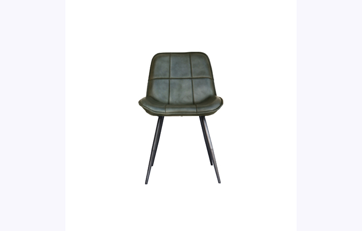 Petra Leather and Iron Dining Chair- Light  Grey