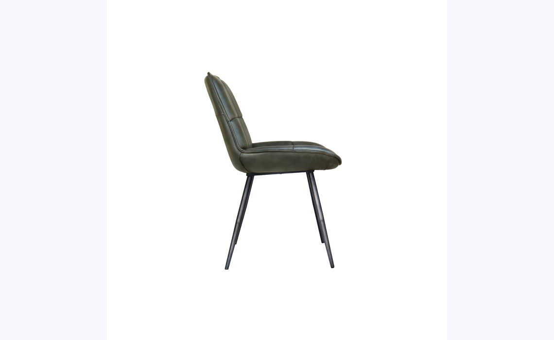 Petra Leather and Iron Dining Chair- Light  Grey