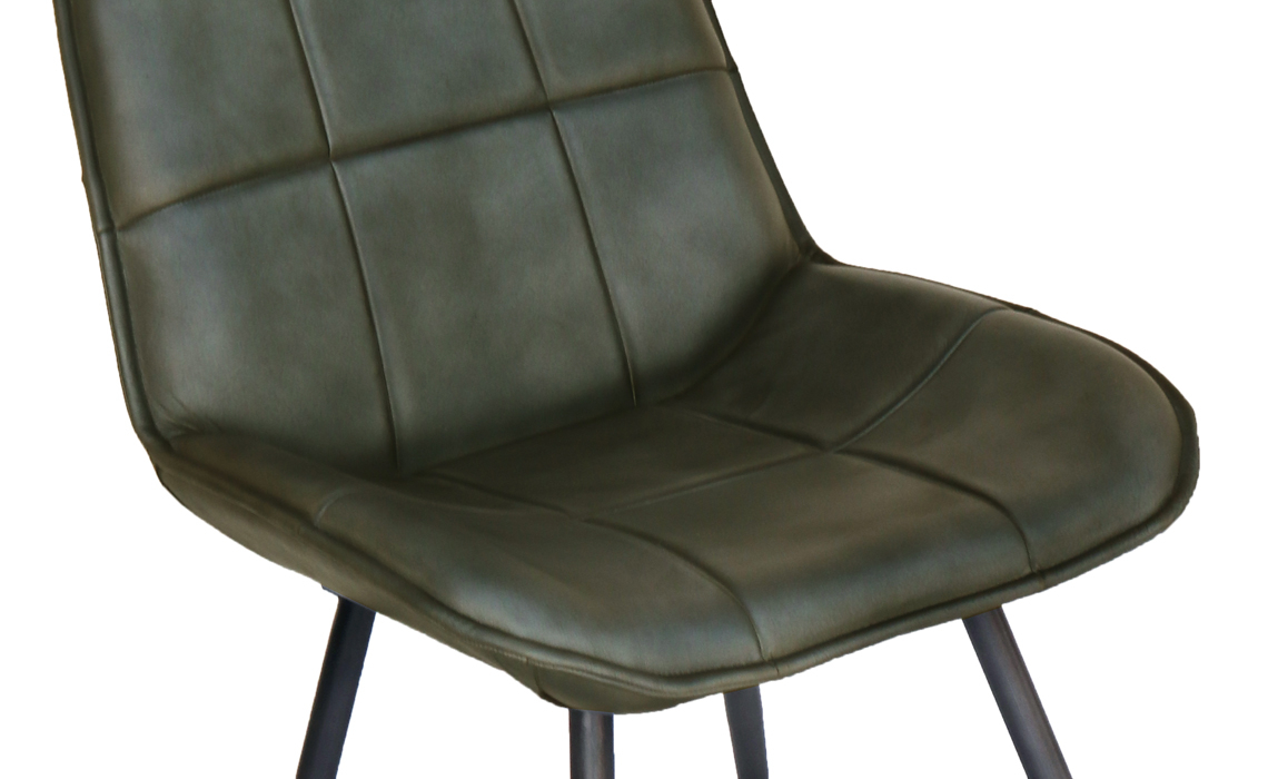 Petra Leather and Iron Dining Chair- Light  Grey