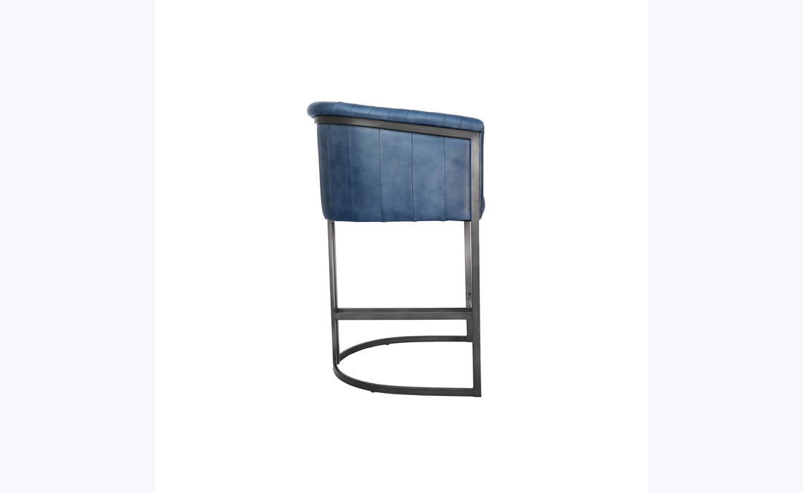 Santorini Leather and Iron Bar Chair - Blue