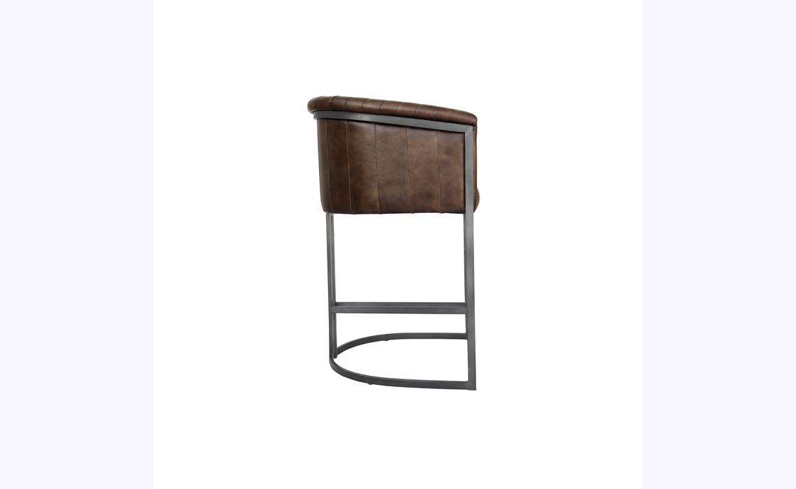 Santorini Leather and Iron Bar Chair - Brown