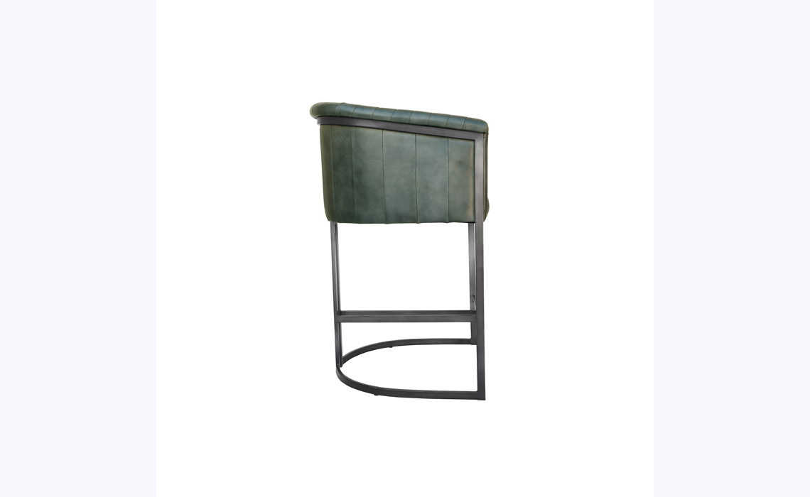 Santorini Leather and Iron Bar Chair - Light Grey