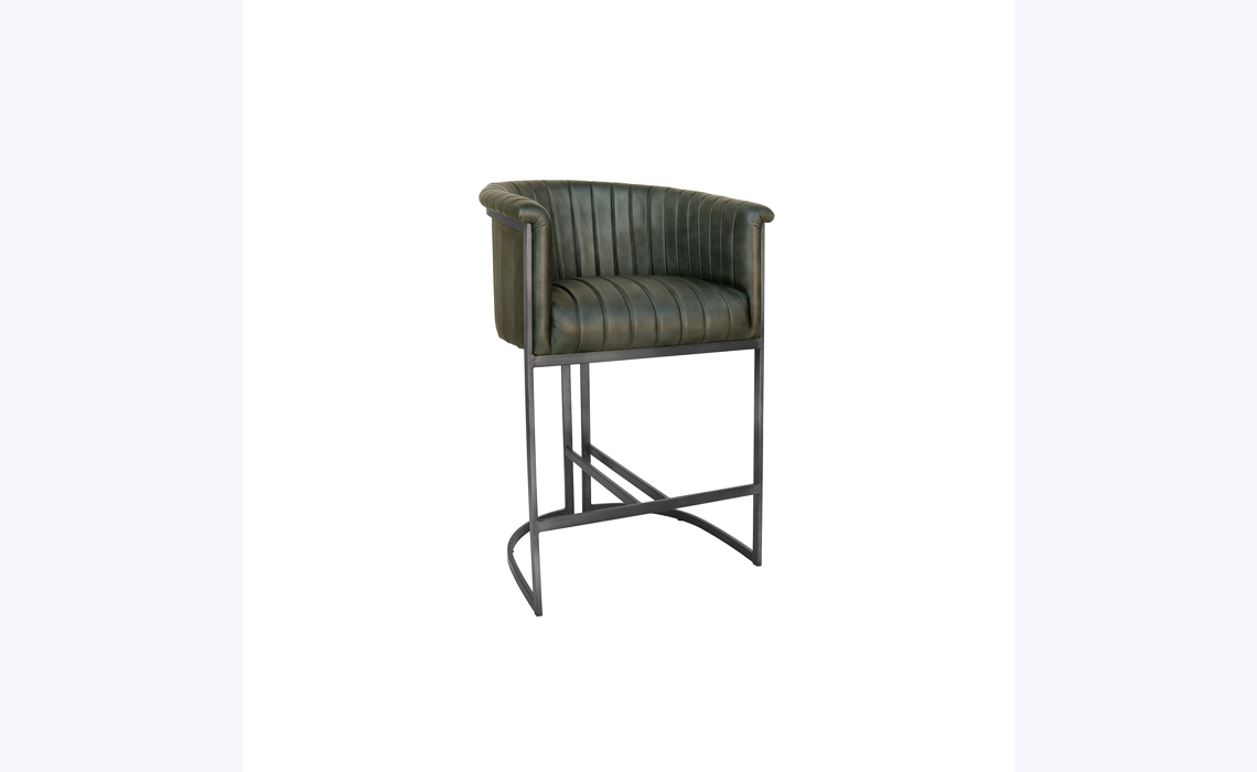 Santorini Leather and Iron Bar Chair - Light Grey