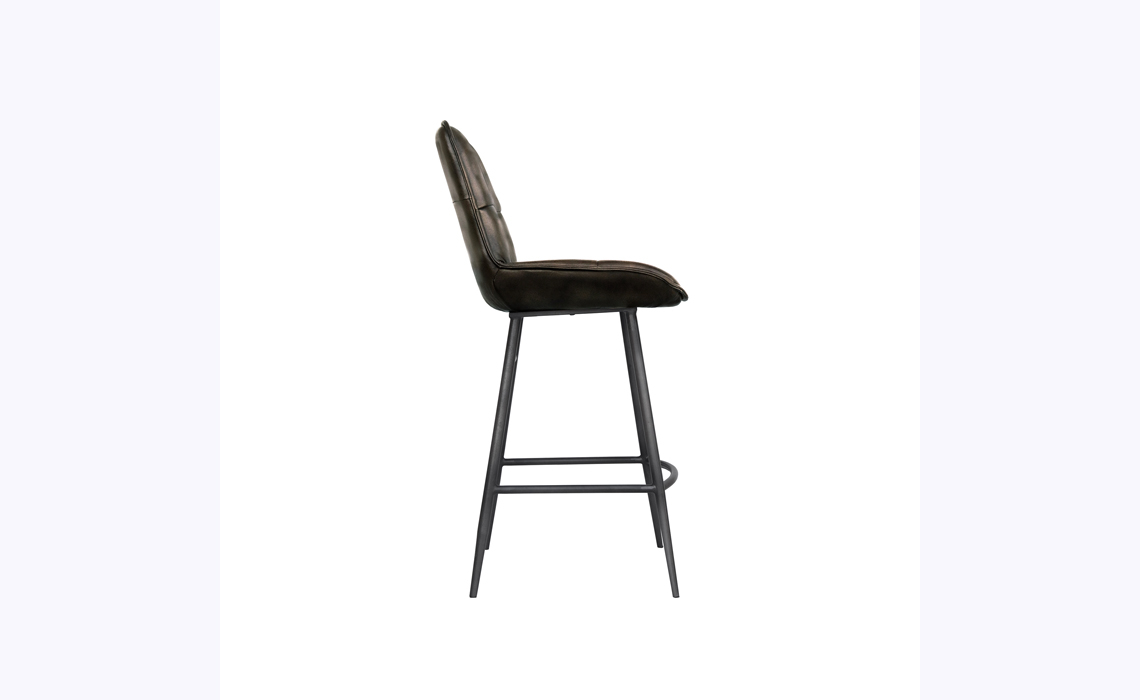 Moda Leather and Iron Bar Stool-Dark Grey