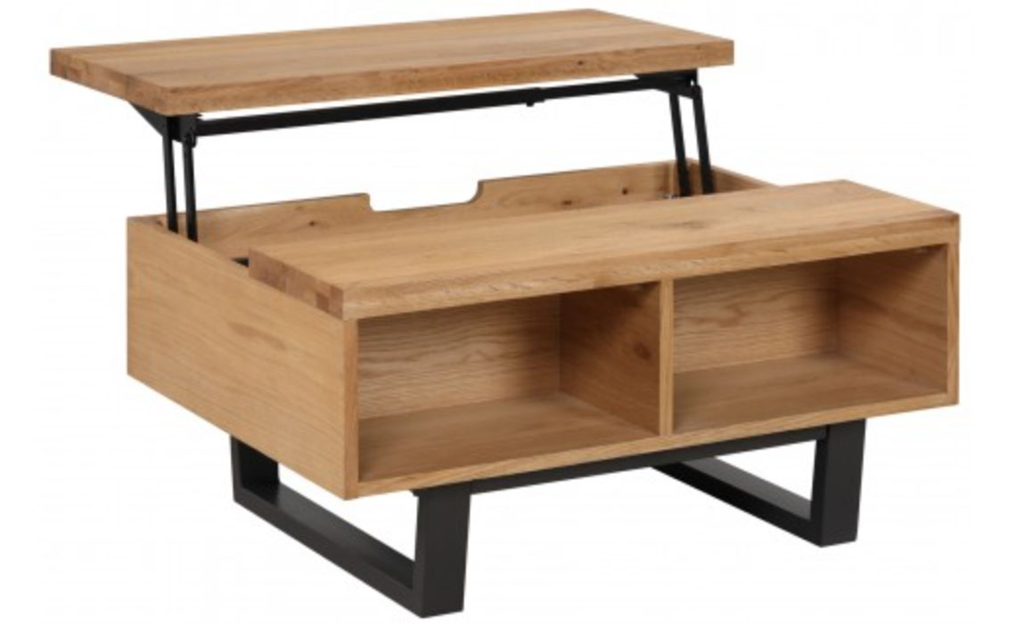 Native Oak Storage Coffee Table With Laptop Desk