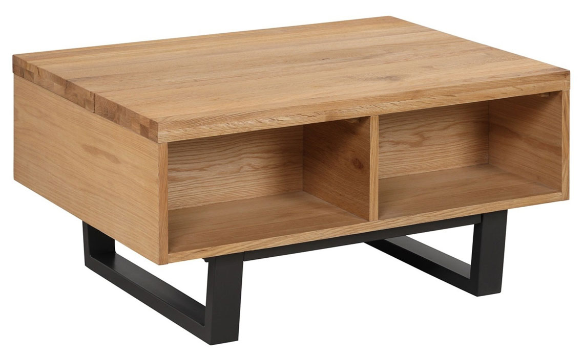 Native Oak Storage Coffee Table With Laptop Desk