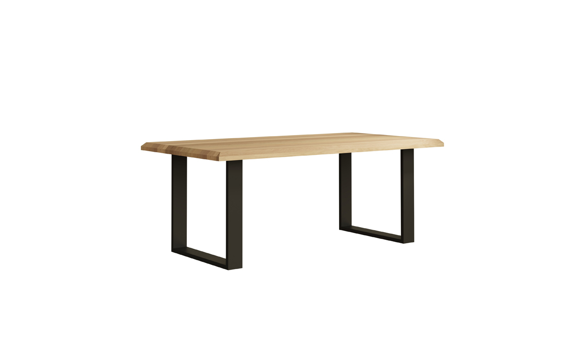 Oslo Solid Oak 200cm Dining Table With U - Style Metal Leg