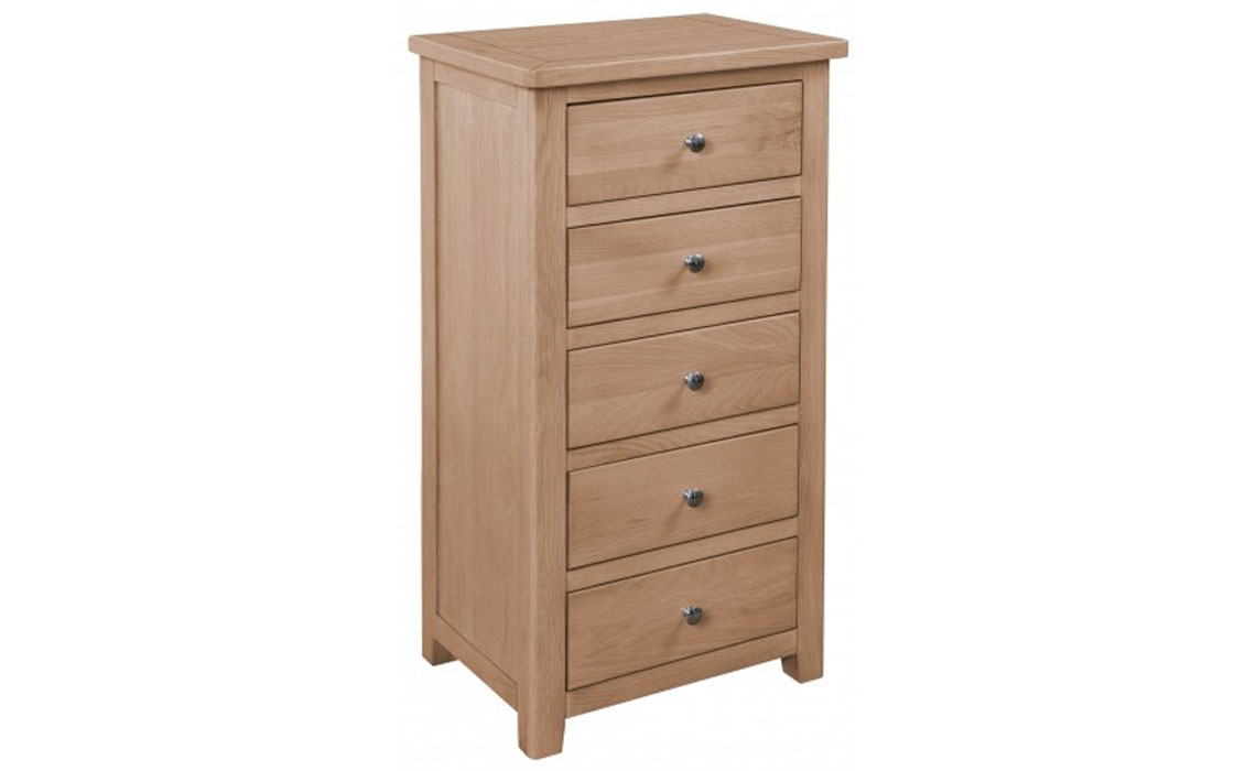 Havana Oak  5 Drawer Narrow Chest