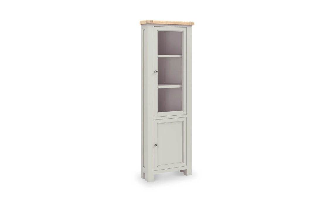 Clovelly Grey Painted Collection - Clovelly Stone Grey Corner Display Cabinet