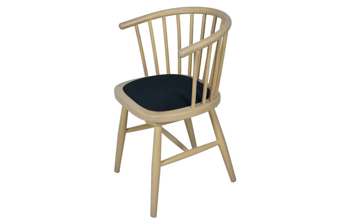 Birka Whitewash Oak Collection - Birka Upholstered Dining Carver Chair -  Dark Green Pad