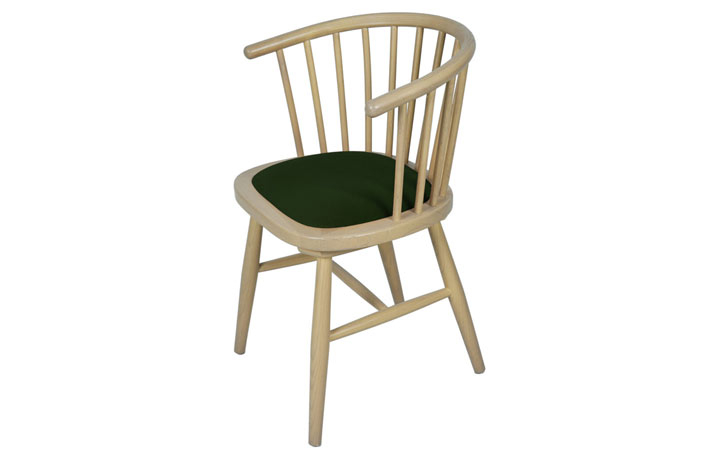 Birka Whitewash Oak Collection - Birka Upholstered Dining Carver Chair - Green Pad