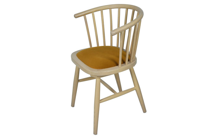 Birka Whitewash Oak Collection - Birka Upholstered Dining Carver Chair - Mustard Pad	