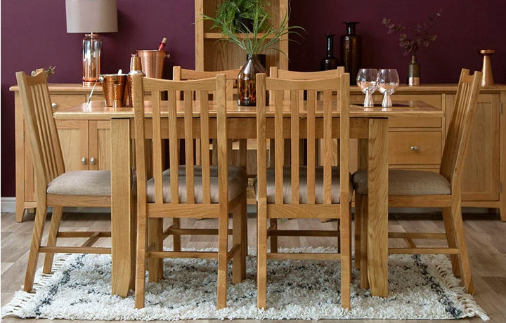 Columbus Oak Furniture Range - Columbus Oak 120-160cm Butterfly Extending Table & 6 Chairs