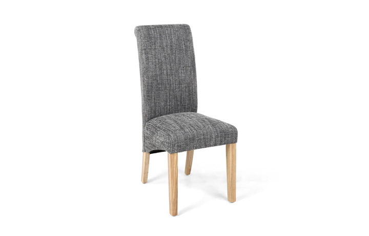 Karta Upholstered Chairs  - Karta Scroll Back Chair Tweed Grey