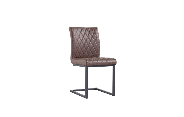 Leather or PU Dining Chairs - Diamond Stitch Tan Cantilever Dining Chair