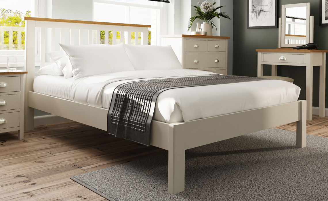 4ft6 Double Hardwood Bed Frames - Woodbridge Truffle Grey Painted 4ft6 Double Bed Frame